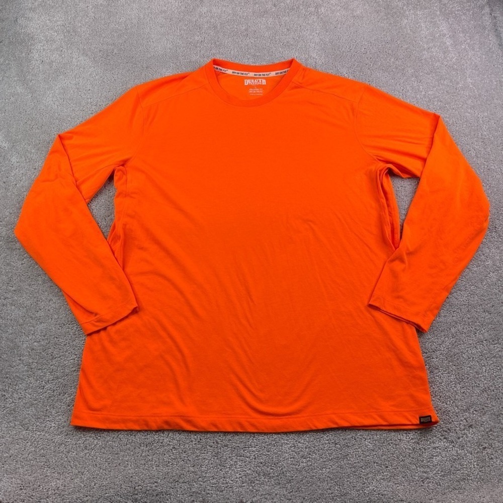 Duluth Shirt Mens Large Orange Dry On The Fly Relaxed Fit‎ Performance Crewneck